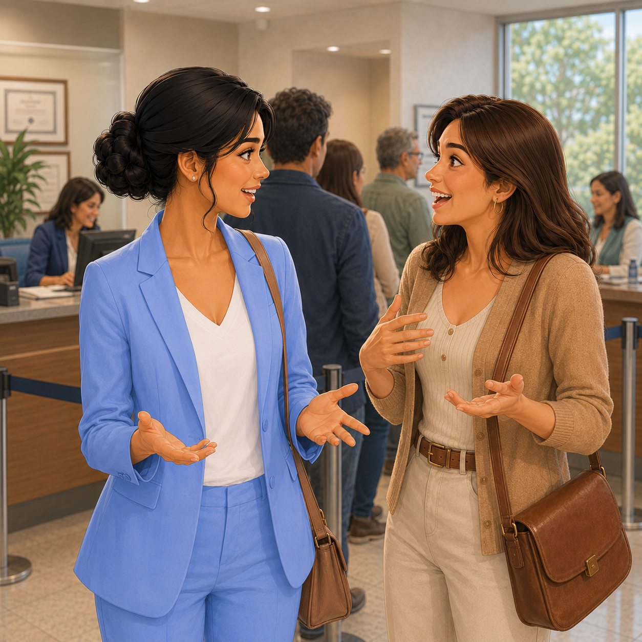 Clara y Sofía se encuentran mientras esperan en la notaría