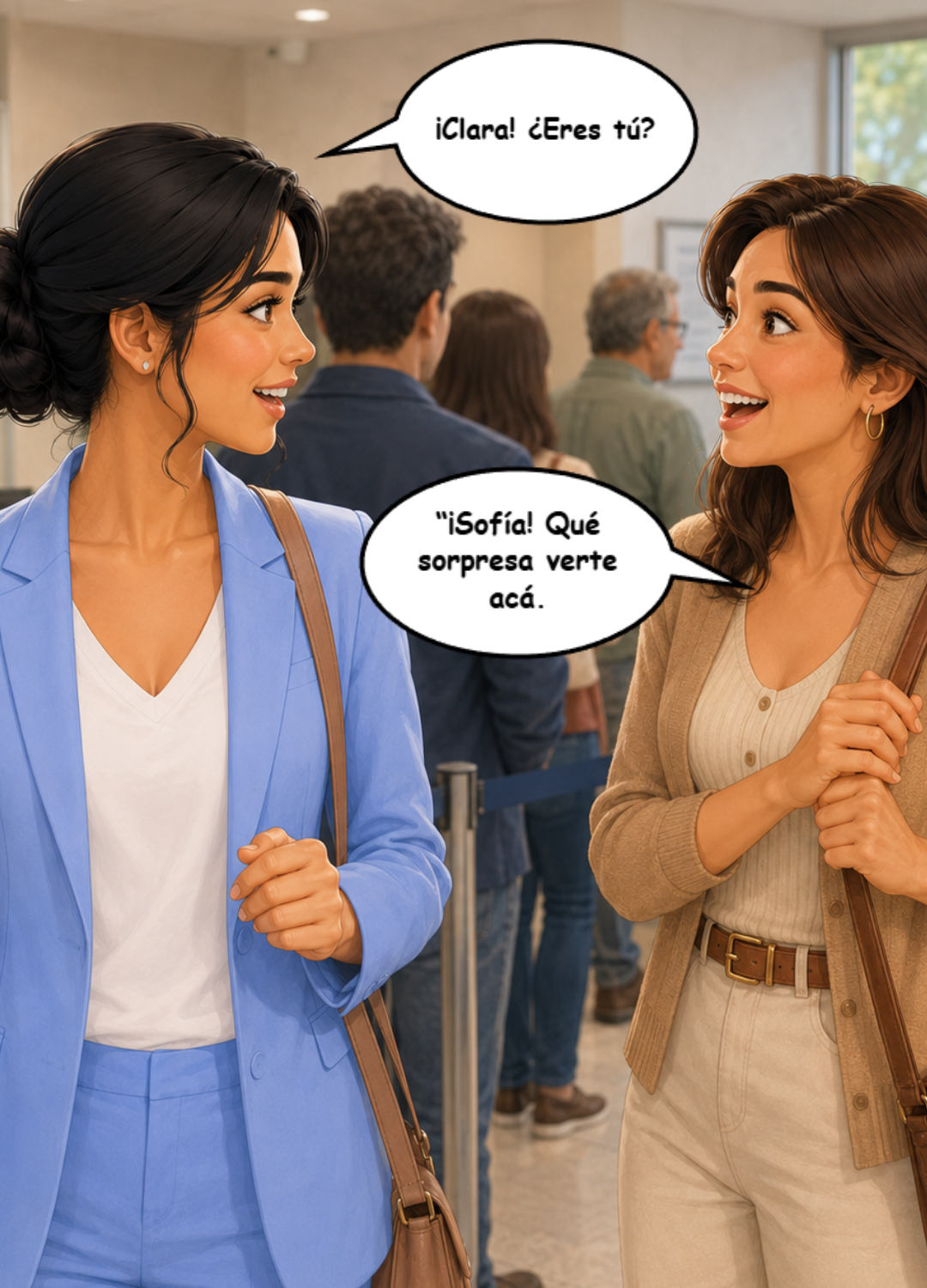 Clara y Sofía se encuentran mientras esperan en la notaría