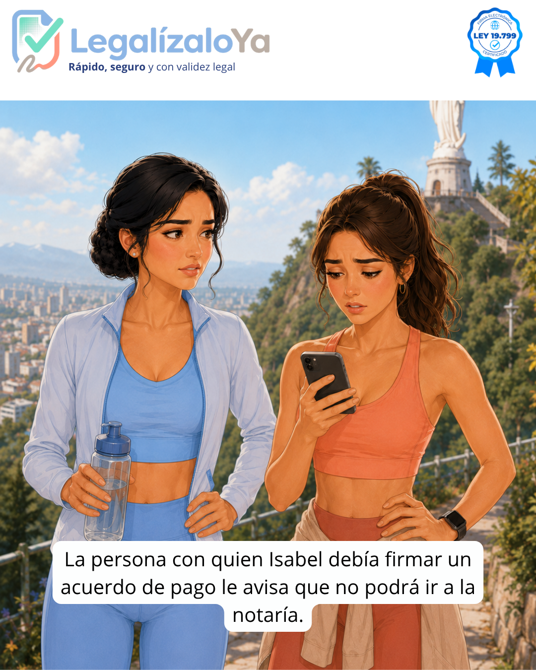 Isabel recibe la noticia de que la otra persona no podrá ir a la notaría