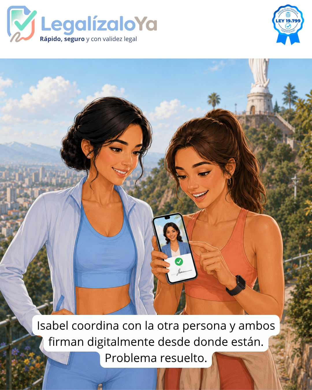 Isabel confirma que ambas personas pudieron firmar el acuerdo de pago a distancia